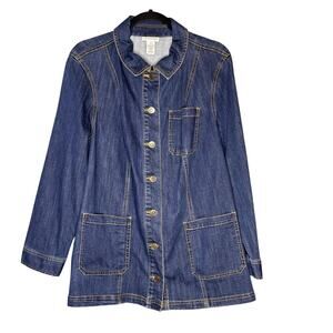 Catherine's 0X Dark Wash Denim Utility Jacket Women's Plus Size Jean Shacket